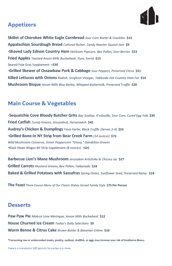 Menus | Audrey Nashville